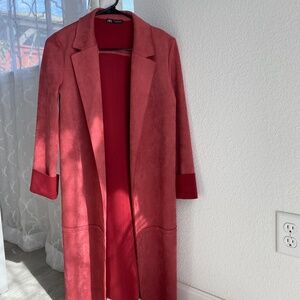 Zara Faux Suede Red Coat